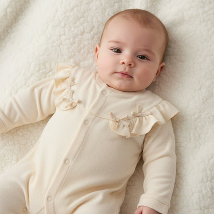 Бебешки гащеризон “Ivory Grace” – екрю с фини къдрички