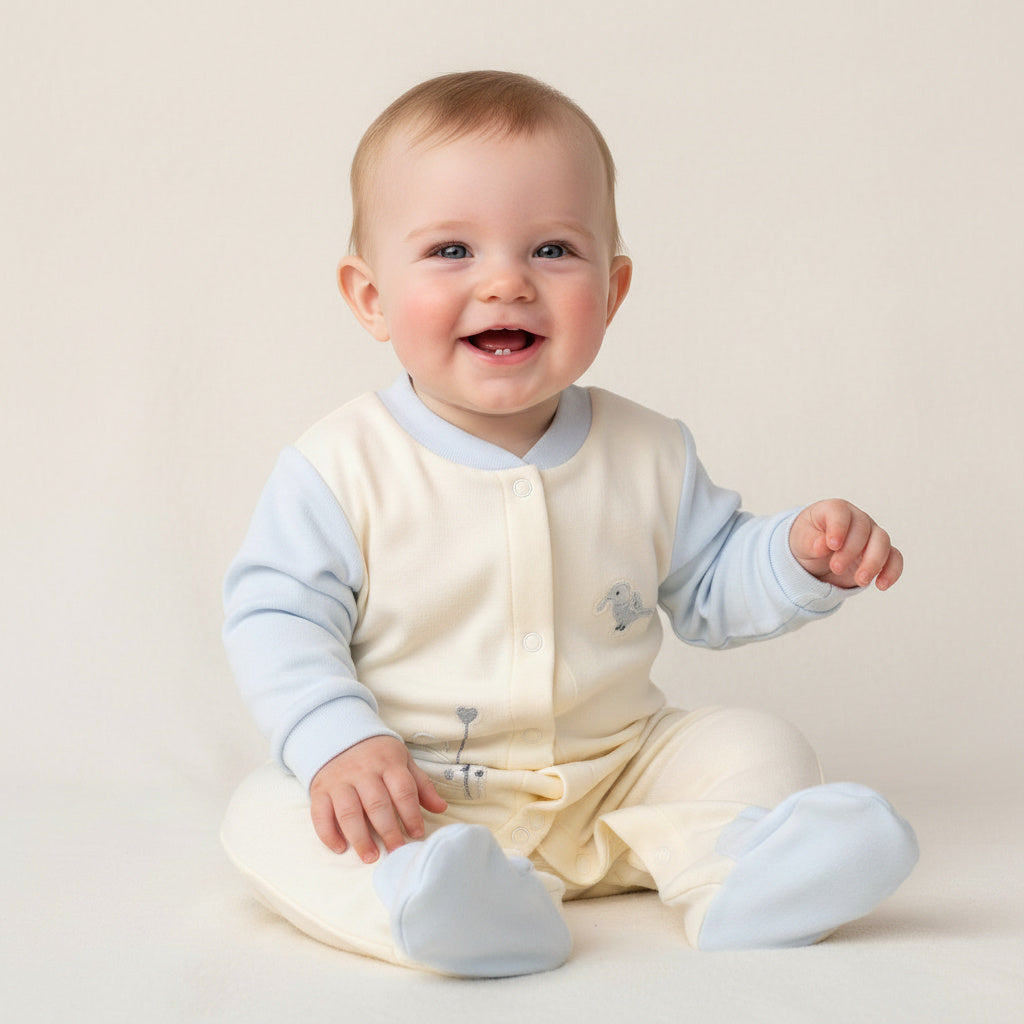 Бебешки гащеризон “Little Cloud” – екрю и светлосиньо