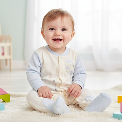 Бебешки гащеризон “Little Cloud” – екрю и светлосиньо