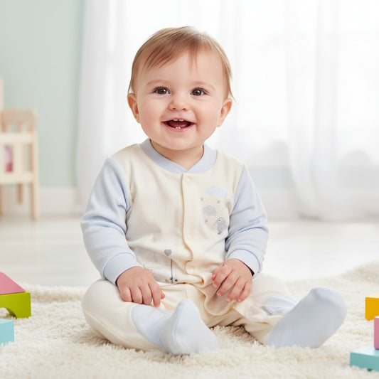 Бебешки гащеризон “Little Cloud” – екрю и светлосиньо