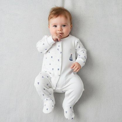 Бебешки гащеризон “Little Sailor” – бял с морски мотиви