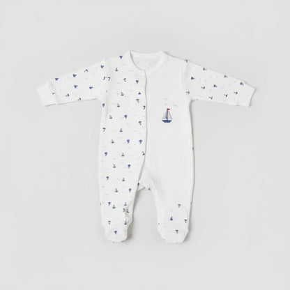 Бебешки гащеризон “Little Sailor” – бял с морски мотиви