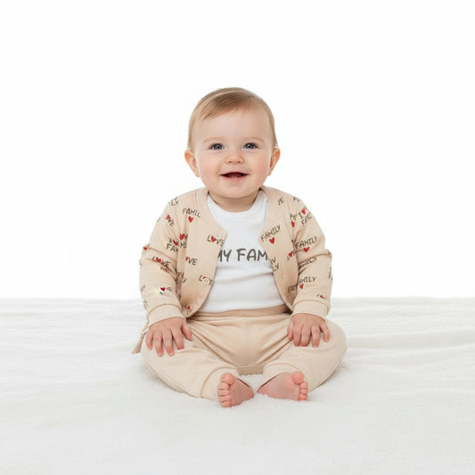 Бебешки комплект “My Family” – 3 части, екрю и бяло