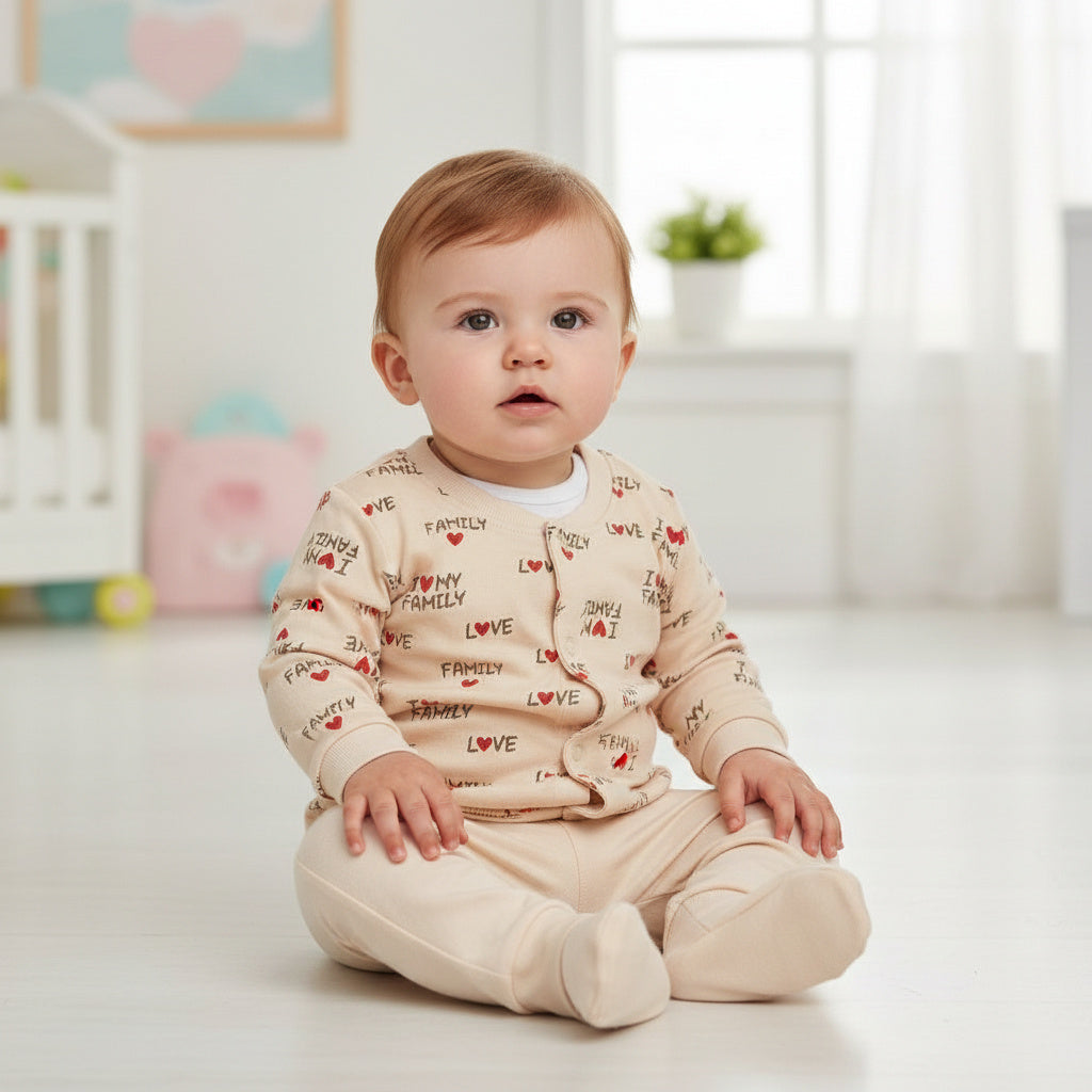 Бебешки комплект “My Family” – 3 части, екрю и бяло