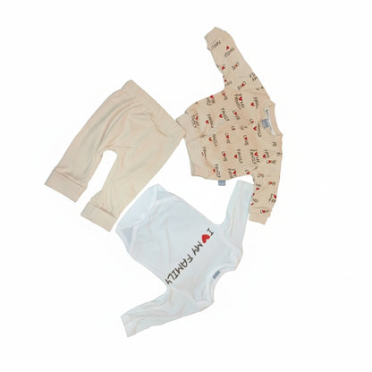 Бебешки комплект “My Family” – 3 части, екрю и бяло