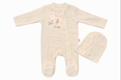 Бебешки гащеризон с шапчица “Lovely Bunny” – екрю