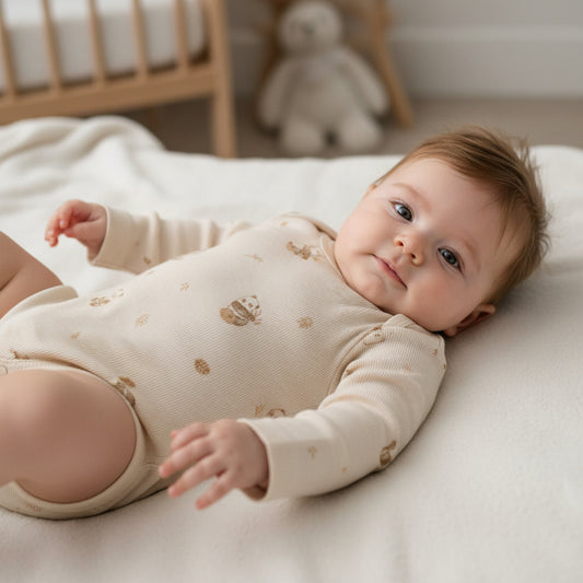 Бебешко боди с дълъг ръкав “Tiny Bear” – екрю