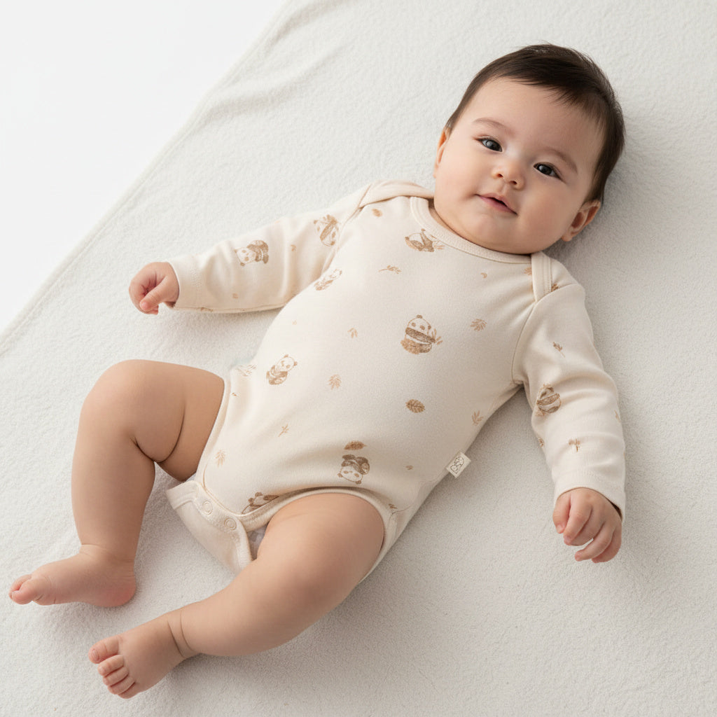 Бебешко боди с дълъг ръкав “Tiny Bear” – екрю