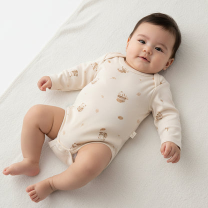 Бебешко боди с дълъг ръкав “Tiny Bear” – екрю