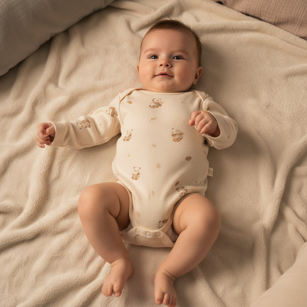 Бебешко боди с дълъг ръкав “Tiny Bear” – екрю