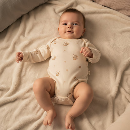 Бебешко боди с дълъг ръкав “Tiny Bear” – екрю