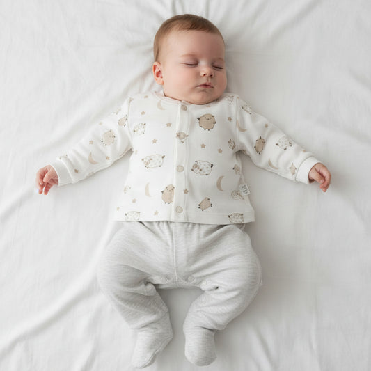 Бебешки комплект “Sweet Dreams Sheep” – 2 части, екрю и сиво