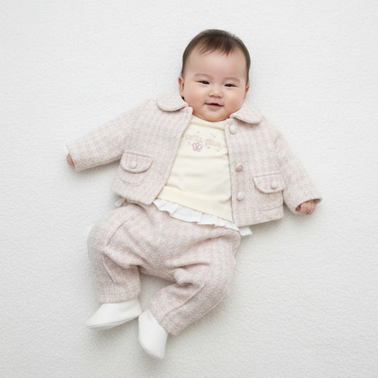 Бебешки комплект “Soft Elegance” – 3 части, екрю и пудра (Copy)