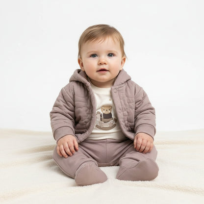 Бебешки комплект „Cozy Bear“ – 3 части, бледо лилаво