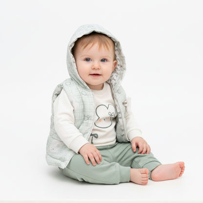 Бебешки комплект „Soft Bunny“ – 3 части, екрю и пастелно зелено