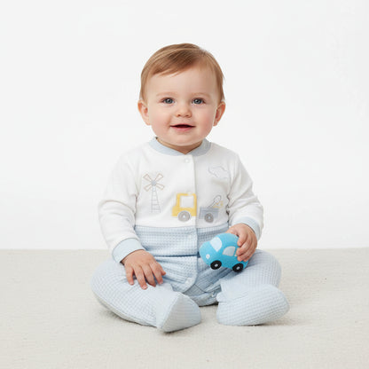 Бебешки гащеризон “Little Explorer” – бяло и светлосиньо