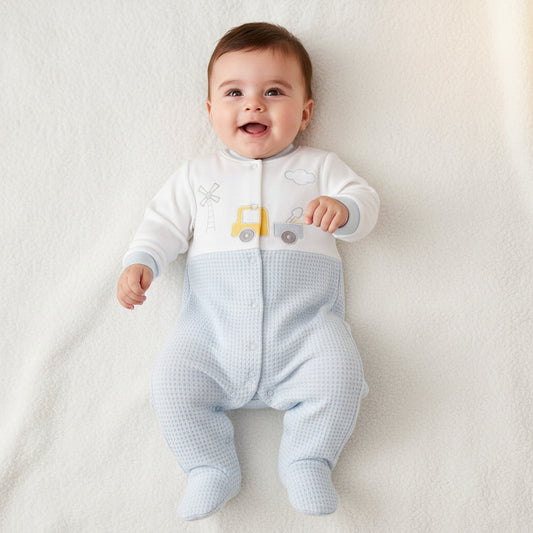 Бебешки гащеризон “Little Explorer” – бяло и светлосиньо