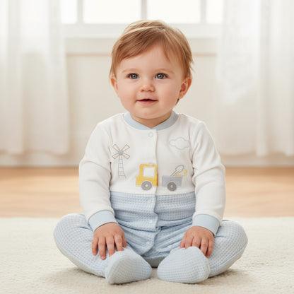 Бебешки гащеризон “Little Explorer” – бяло и светлосиньо