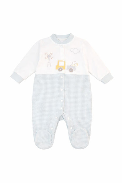 Бебешки гащеризон “Little Explorer” – бяло и светлосиньо