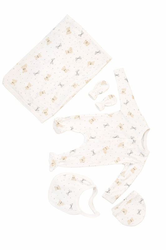 Комплект за изписване “Gentle Teddy” – екрю с мечета и панделки