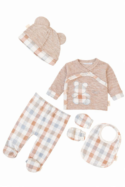 Бебешки комплект “Cozy Bear” – 5 части, бежово каре