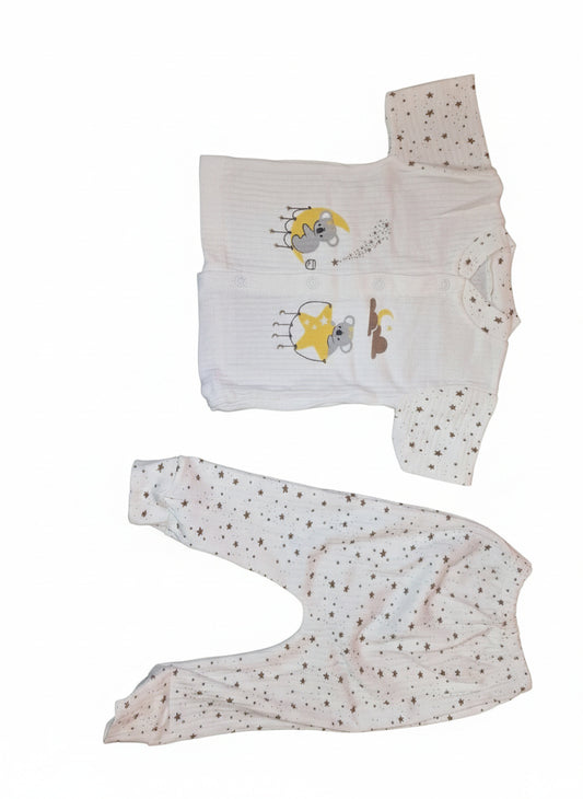 Бебешки комплект “Starry Night” – 2 части, екрю със звездички