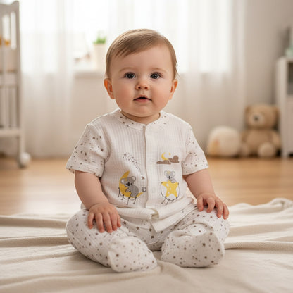 Бебешки комплект “Starry Night” – 2 части, екрю със звездички