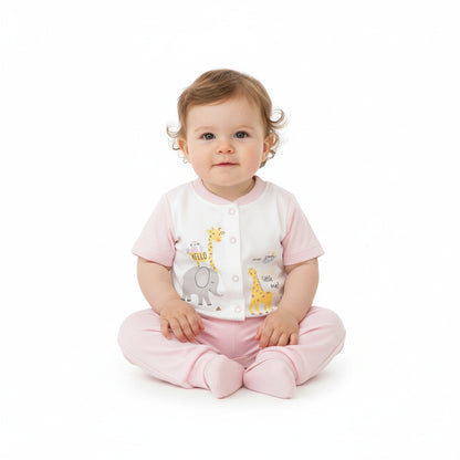 Бебешки комплект “Little Safari Pink” – 2 части, бяло и розово