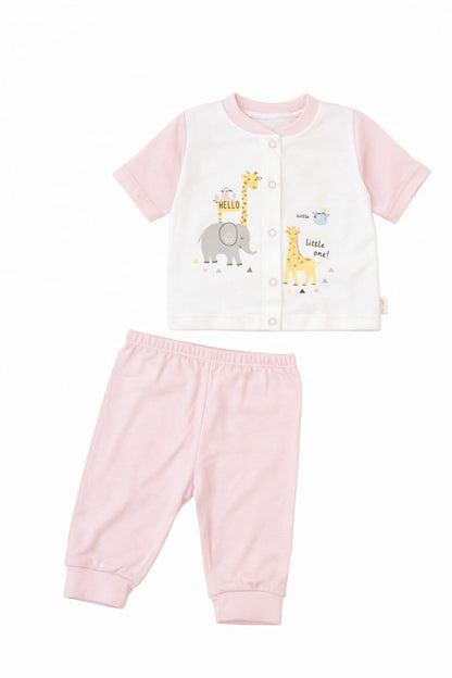 Бебешки комплект “Little Safari Pink” – 2 части, бяло и розово