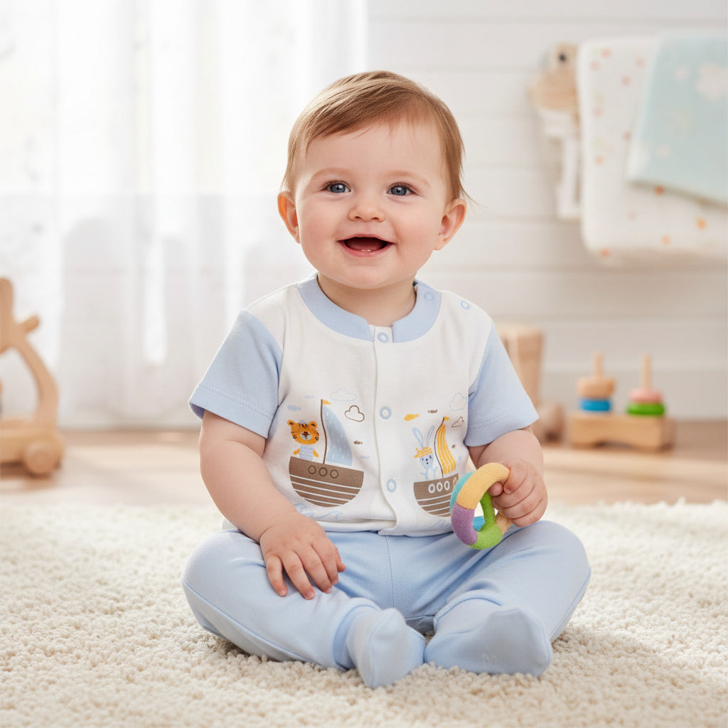 Бебешки комплект “Little Sailors” – 2 части, бяло и светлосиньо