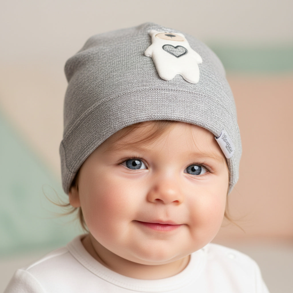 Бебешка шапка “Little Bear” – цвят сиво
