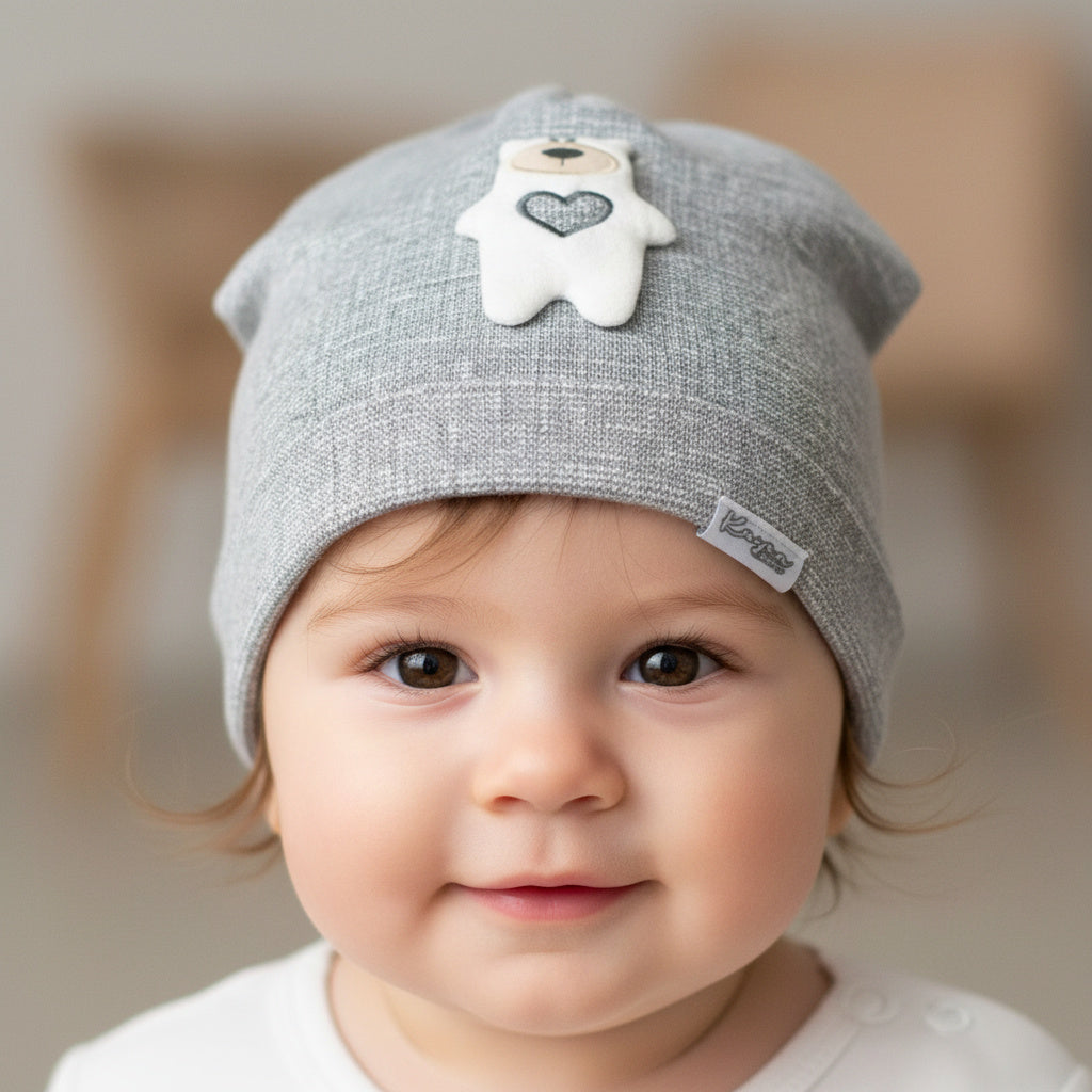 Бебешка шапка “Little Bear” – цвят сиво