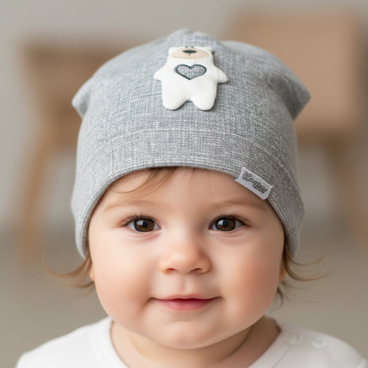 Бебешка шапка “Little Bear” – цвят сиво