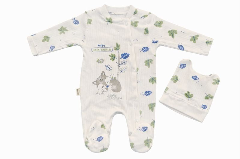 Бебешки гащеризон с шапчица “Happy Fox World” – екрю