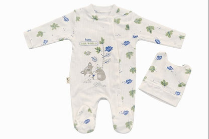 Бебешки гащеризон с шапчица “Happy Fox World” – екрю