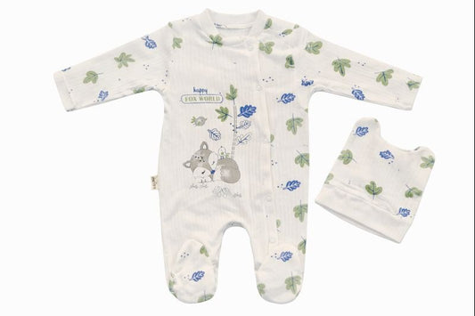 Бебешки гащеризон с шапчица “Happy Fox World” – екрю