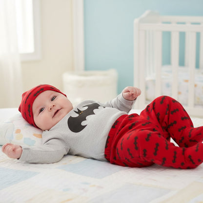 Бебешки комплект “Little Hero Bat” – 3 части, сиво и червено