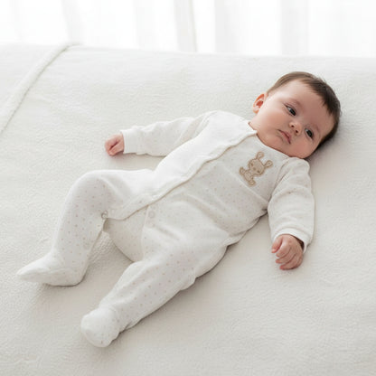 Бебешки гащеризон “Little Bunny Dot” – екрю